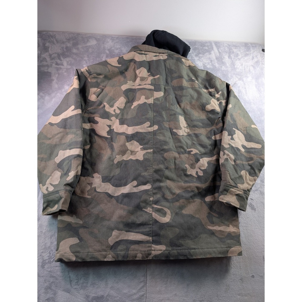 Dickies Mens Camo Hooded Shirt Jacket 2XL Quilted Lining Canvas Workwear Coat - Picture 9 of 12